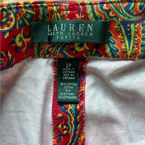 Lauren Ralph Lauren Red Paisley Dress Pants, Women's Size 2P - Picture 8 of 9